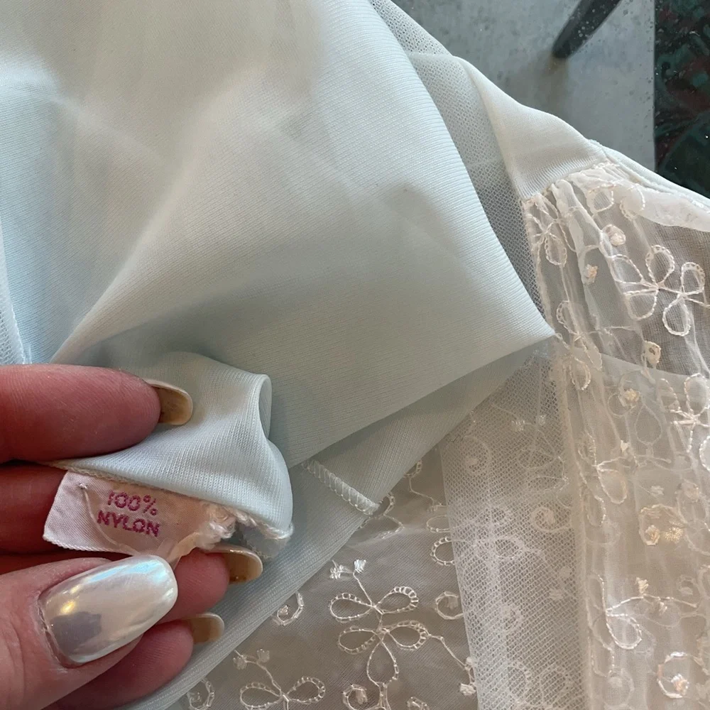 Caresse Blue and White Lace Chemise - Picture 13 of 13